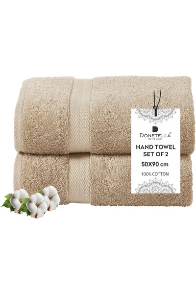 Donetella 100% Combed Cotton Hand Towels – Ultra-Soft 600gsm, High-Absorbency 2-Piece (50×90 cm)