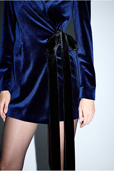 adL Mert Aslan Kadife Kruvaze Ceket Elbise