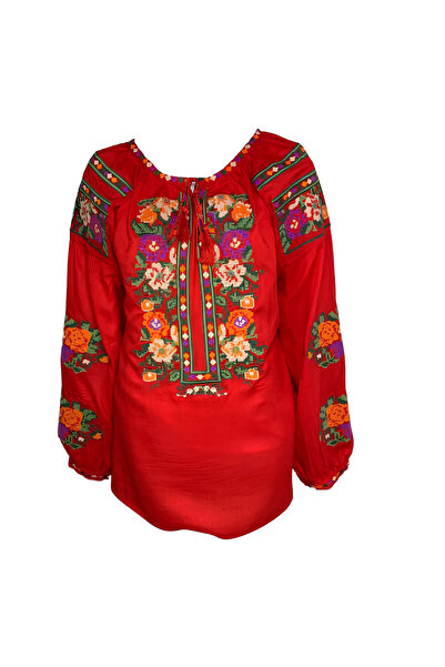 Inovius Ie Traditionala Rosie cu Motiv Floral Multicolor- IML20 S