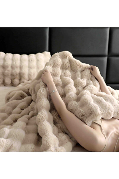 JOJO HOME Cocolino faux rabbit fur bed linen, 6 pieces, Beige