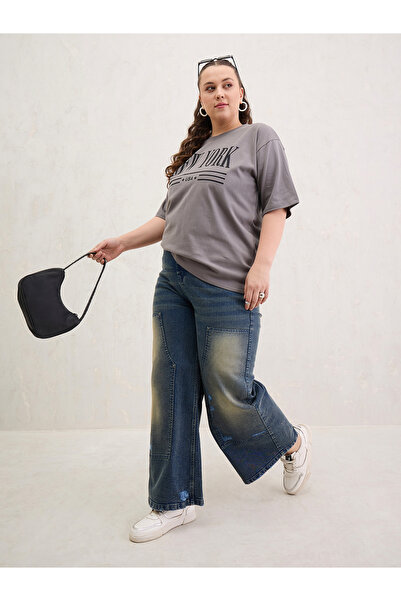 Sassafras By Styli Plus Size Grey New York Graphic T-Shirt