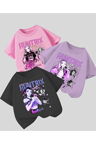 Toum Dompuleri Fashion Kpop Demon Hunterix Kids Design Unisex Oversized T-Shirt