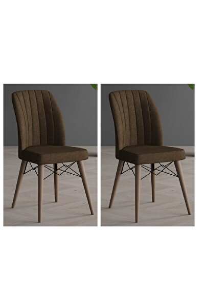 Casafun Set of 2 Horizon Gold A Plus upholstered chairs, extra resident metal frame, natural wood legs, 45x85 cm