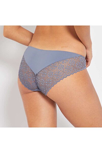 KİABİ Microfibre and lace briefs GREY