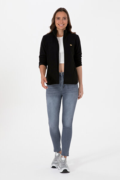 U.S. Polo Assn. Women's Black Zippered Mock Neck Fleece Sweatshirt 50316729-Vr046