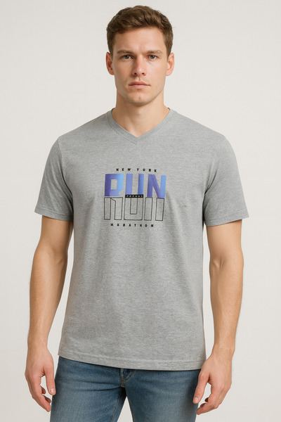 Serena Men's T-shirt with Printed – loose fit-gray