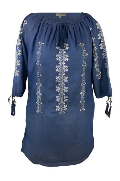 Inovius Bluza Albastra cu Motiv Geometric Alb - BMG93 3XL