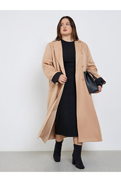 Styli Plus Size Oversized Trench Coat with Contrast Detail
