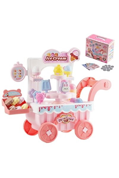 VEVOR Kids Ice Cream Cart Playset - 27 Accessories, Pretend Shop with Play Mo...
