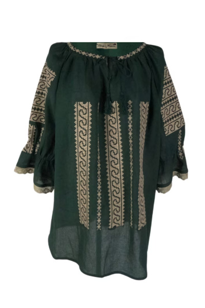 Inovius Bluza Verde cu Motiv Geometric Crem - BMG102 XXL