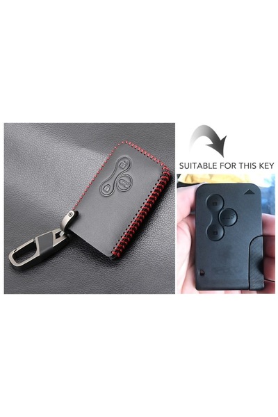 VTH Husă cheie din piele ecologică cu 3 butoane pentru Renault Clio Logan Megane 2/3 Koleos Scenic
