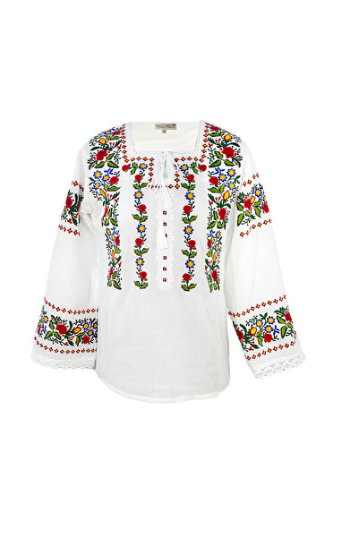 Inovius Bluza alba cu motiv floral multicolor - BMG162 M