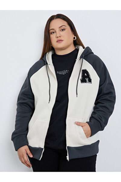 Styli Plus Size Color Block Oversized Hoodie