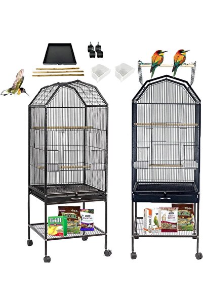 Lichico Tech Bird Cage, Open Play Top with Rolling Stand for Cockatiel Parakeet, 51.96 in
