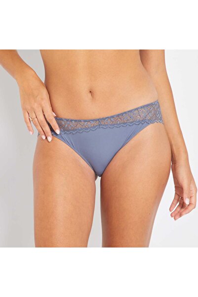 KİABİ Microfibre and lace briefs GREY