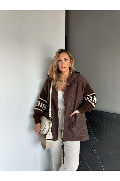 Rouge basıc Sleeves Knitwear Buckle Coat