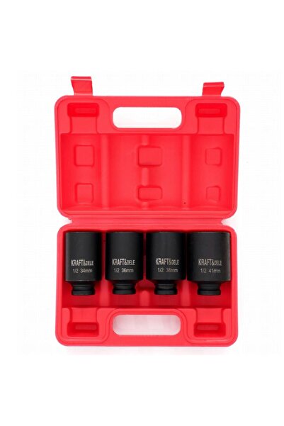 Kraft 6-point impact socket set, 34-41 mm, 1/2, hex, 4 pieces,