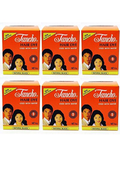 tancho صبغة شعر مستخدمة مع الماء أسود طبيعي 6 جرام (عبوة من 6 قطع)