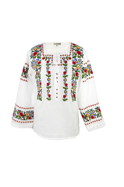 Inovius Bluza alba cu motiv floral multicolor - BMG162 3XL