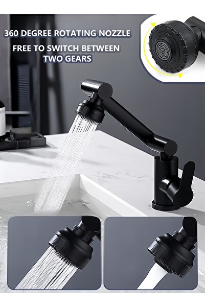 Angola Panda صنبور دوار 1080 درجة، وضعان لتدفق المياه، مدخل مياه ساخنة وباردة...