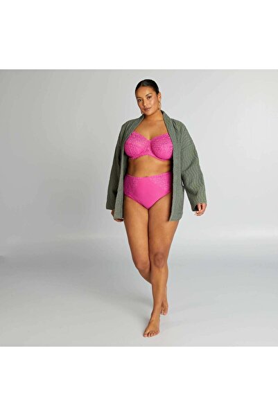 KİABİ Microfibre and lace briefs PINK