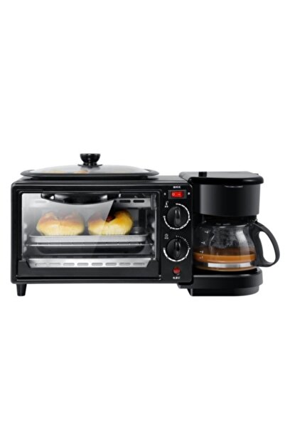 Razo 3-in-1 Multifunctional Breakfast Appliance — Toaster, Oven & Coffee Maker with Omelette Pan, 9L, 1