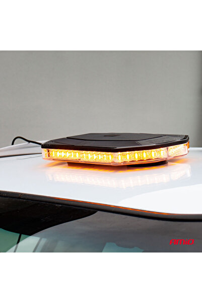 AMIO Bară luminoasă rotativă, culoare portocalie, alimentare 12/24V, 48 LED-u...