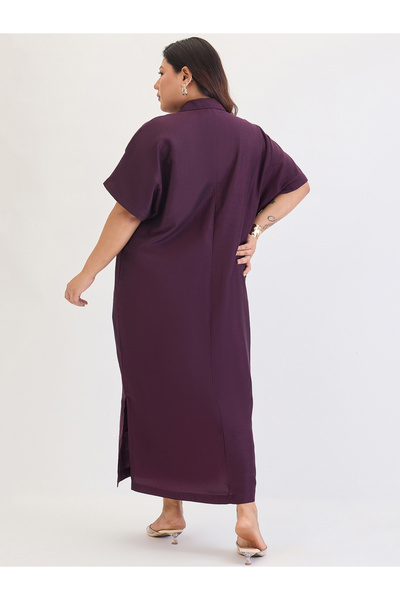 Femmella By Styli Plus Size Purple Shift Maxi Dress