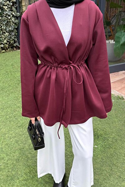 lamelif Μπουφάν με λεπτομέρεια με κορδόνια μπορντό