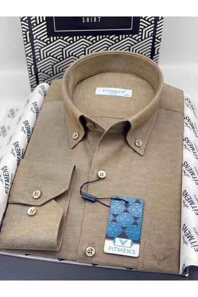 Fitmens Classic Long Sleeve Cotton Collared Buttoned Gift Boxed Easy-Iron Men's Shirt Fs-003897 - Brown