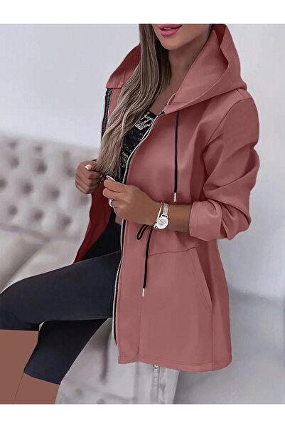 Take Two By Styli Plus Size Longline Zip-Up Hooded Jacket