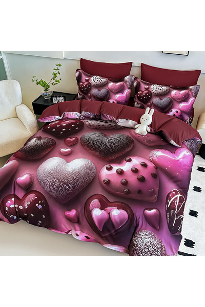 FIONNA.RO Finet Bed Linen 6 Pieces With 5D Elastic - Glazed Hearts