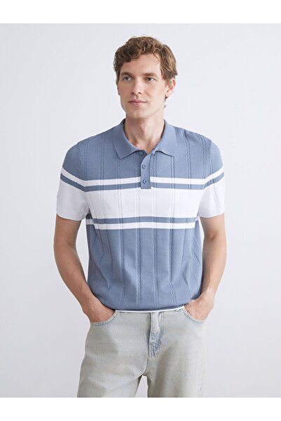 LC Waikiki Polo Collar Striped Men's Knitwear T-Shirt