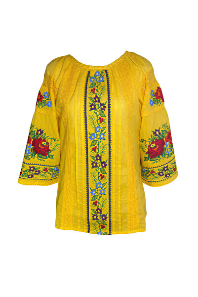 Inovius Bluza galbena cu motiv floral multicolor - BMG140 M