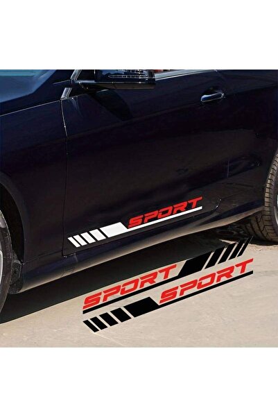 Avex Set de 2 stickere tuning autoadezive în două culori, model "Racing Stripes V3", culoare Alb + Roșu