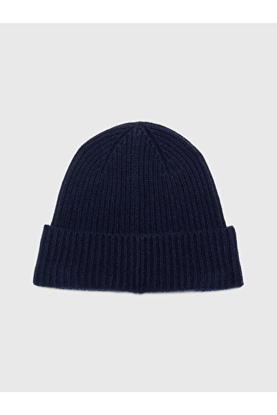 Tommy Hilfiger Men Space Blue Cashmere Plaque Beanie