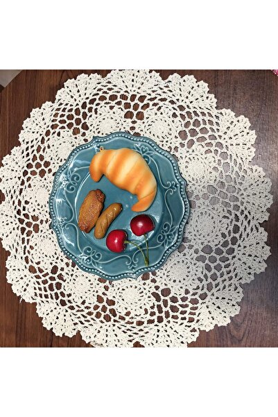 Damani Handmade Cotton Crochet Lace Table Doily, Beige, Round 16 Inch, 2 Pieces