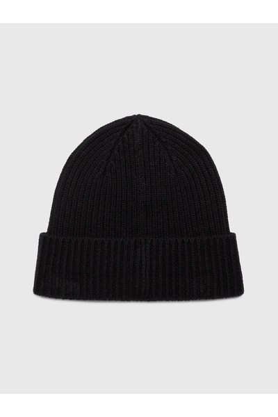 Tommy Hilfiger Men Black Cashmere Plaque Beanie
