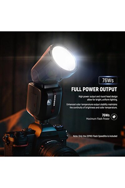 NEEWER Z2PRO-N Round Head 2.4G TTL Speedlite Flash for Nikon - 76W, 1/8000s HSS, 3000mAh