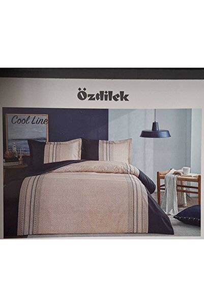 Özdilek Ranforce Double Duvet Cover Set Cool Line Navy Blue-Beige