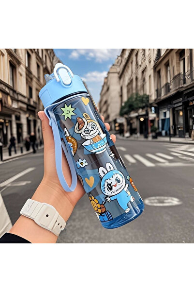 synshop Labubu Water Bottle Blue Flask Girls Boys School Water Bottle 900 ml Bpa Free Gift