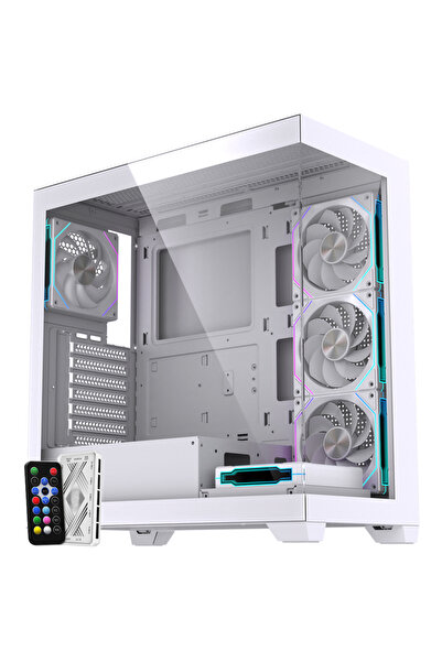 GAMELİNE ELITE 5x RGB Fan Kumandalı USB 3.0 ATX Gaming Bilgisayar Kasası Beyaz
