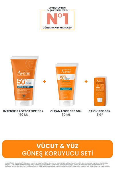 Avene Vücut & Yüz Güneş Koruyucu Seti (Intense Protect + Cleanance 50 ML + St...