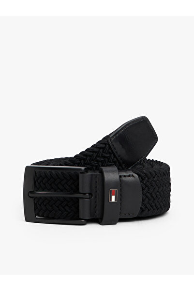Tommy Hilfiger Men Black Polyester Braided Elastic Webbing Belt