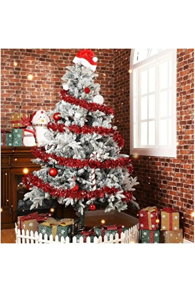 OEM Set of 3 Tinsel Garlands for Christmas Tree, 200 cm, Red