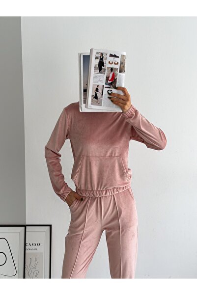 Winmoda34 Velvet Tracksuit Set Hooded French Velvet Soft