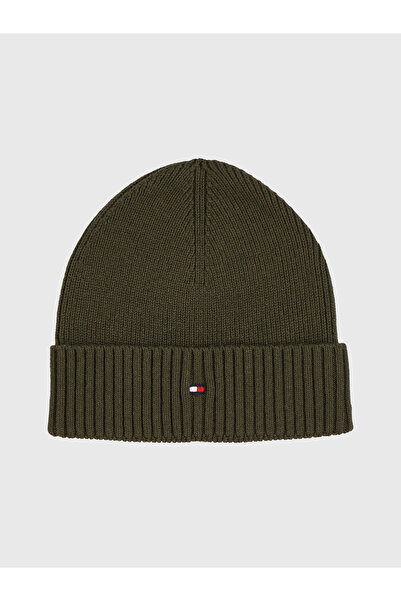 Tommy Hilfiger Men Army Green Essential Flag Beanie