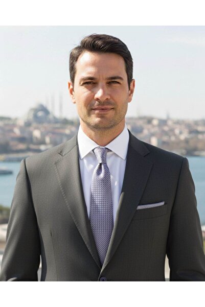 1001 Kravat Gray Colored 8 cm Wide Tie with Handkerchief