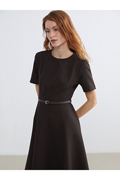 LC Waikiki Peak New Season Crew Neck Waist-Fitted Dress