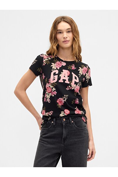 GAP Kadın Siyah Logo T-Shirt
